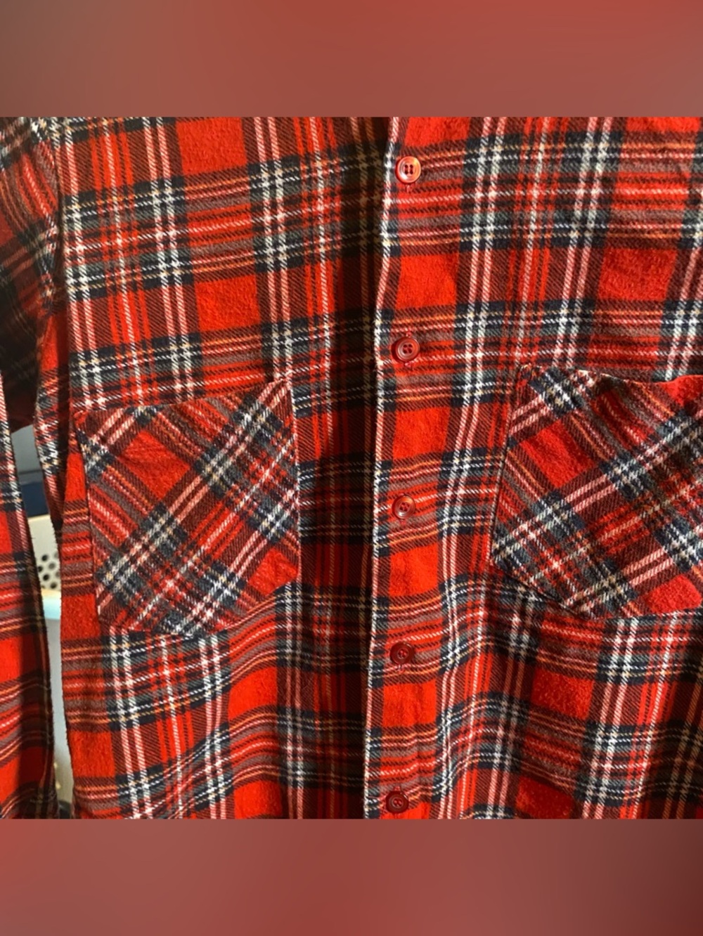 Men's Red Plaid Flannel Shirt - Classic Button-Up Size Small - Picture 8 of 8